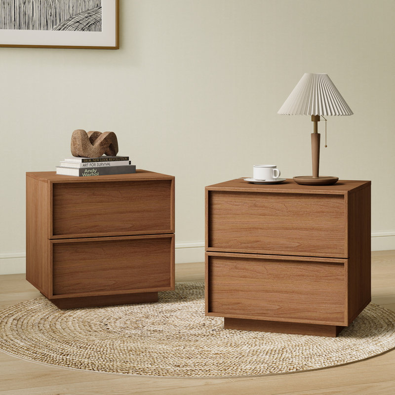 Abbate 18.9"W Wooden Nightstand with 2 Drawers (Set of 2)