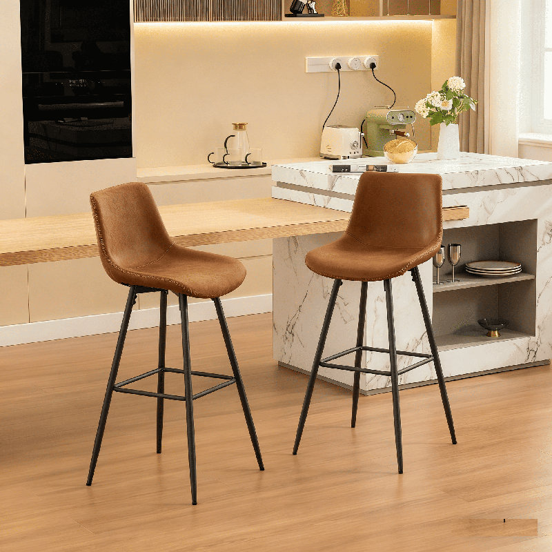 Faux Leather Modern Low Back Counter Stool