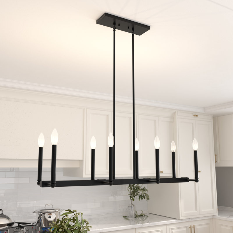 Marbleton 8-Light Dimmable Steel Linear Chandelier