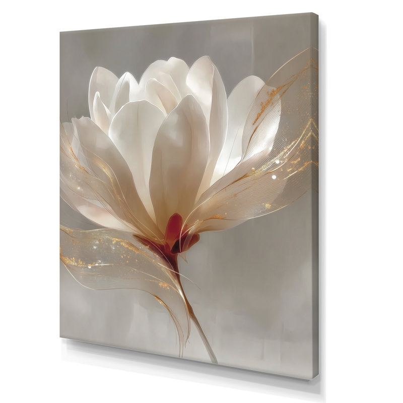 Delicate Golden Magnolia - Magnolias Wall Art, Orange Floral Canvas Print