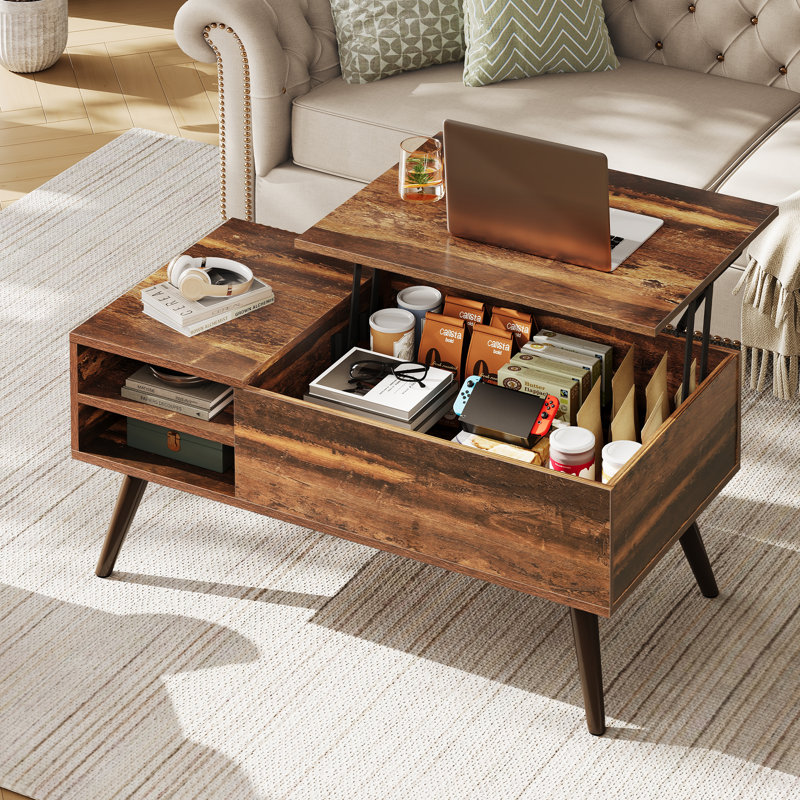 Aravis Lift Top Coffee Table with Storage for Living Room,With adjustable Shelf, Wood