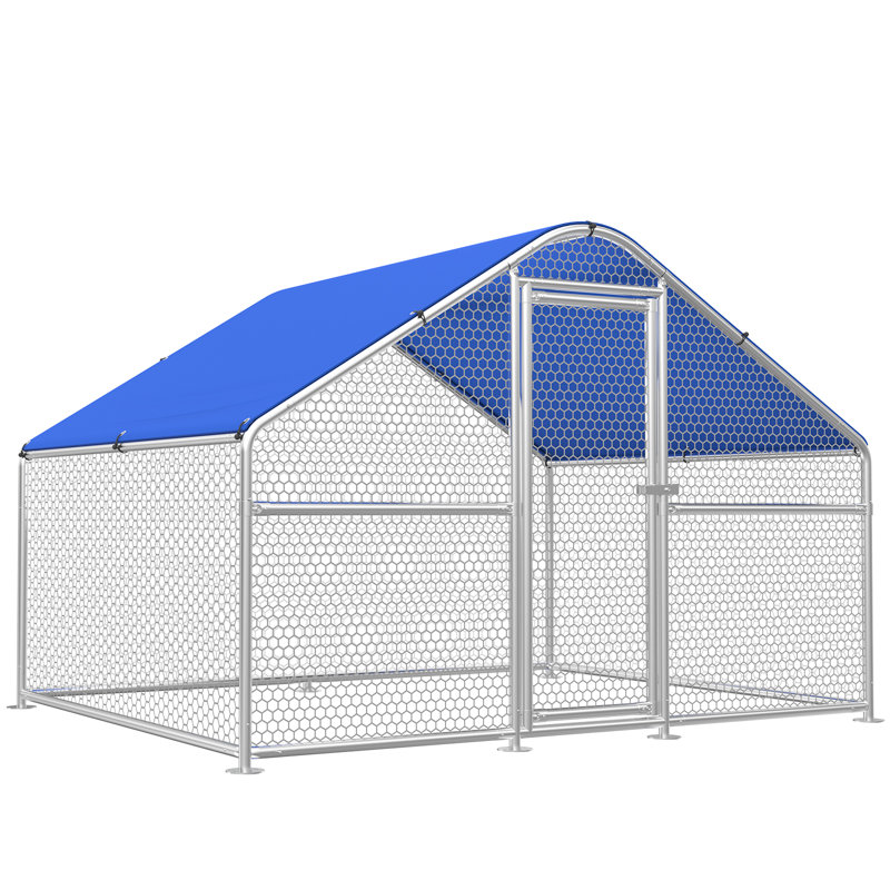 Large Metal Chicken Coop with Hexagonal Chicken Wire, Chicken Coop Run Pen for Yard with Waterproof Cover, Outdoor Large Walk-in Chicken Coops for 8 Chickens Duck Pen House Cage Run