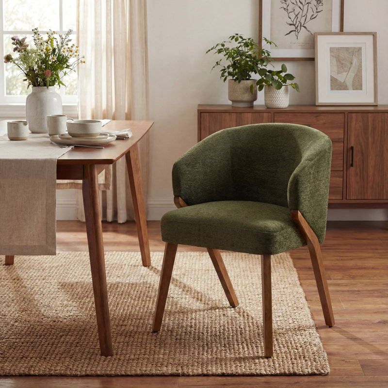 Upholstered Dining Chair with Wooden Legs