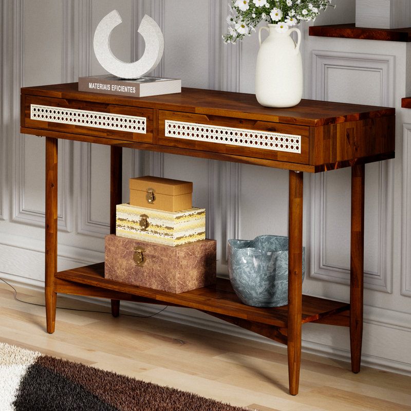 Oliver 47 W Mid-Century Wood Console Table with 2 Drawers