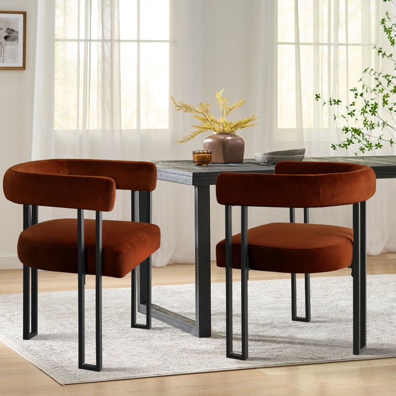18" Seat Height Upholstered Velvet Kitchen Dining Armchair