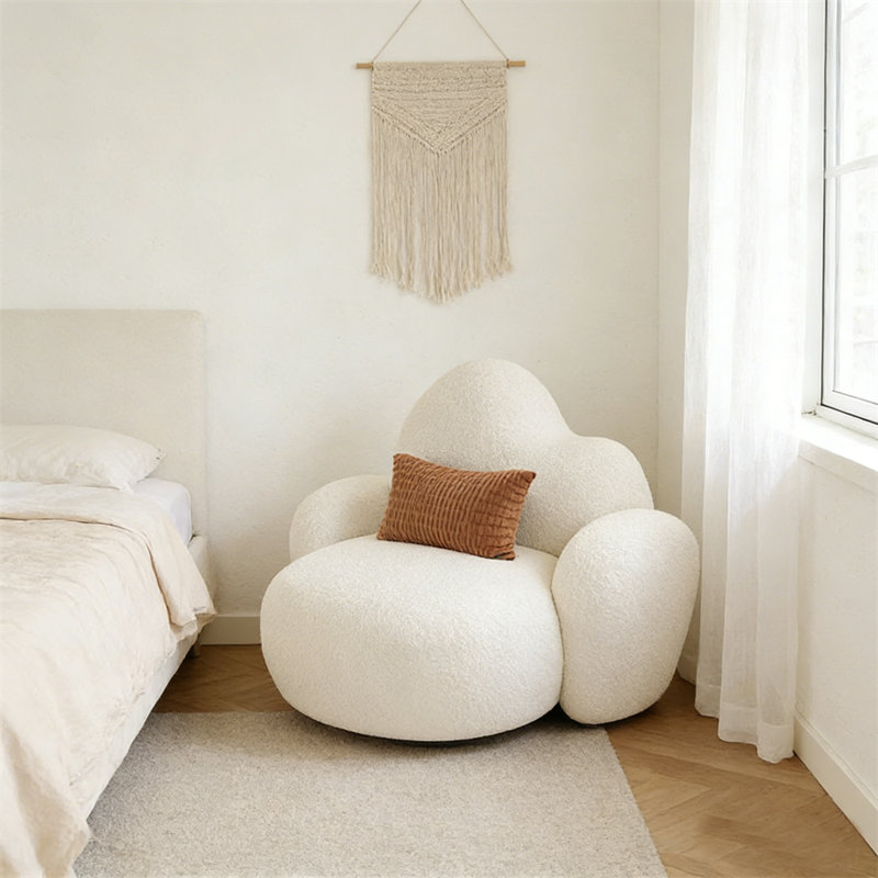 Living Room Sofa Modern Sofa Chair Indoor Lounge Chair Simple Modern Creative Lazy Sofa Chair, Suitable For Office Apartment Living Room Single, White