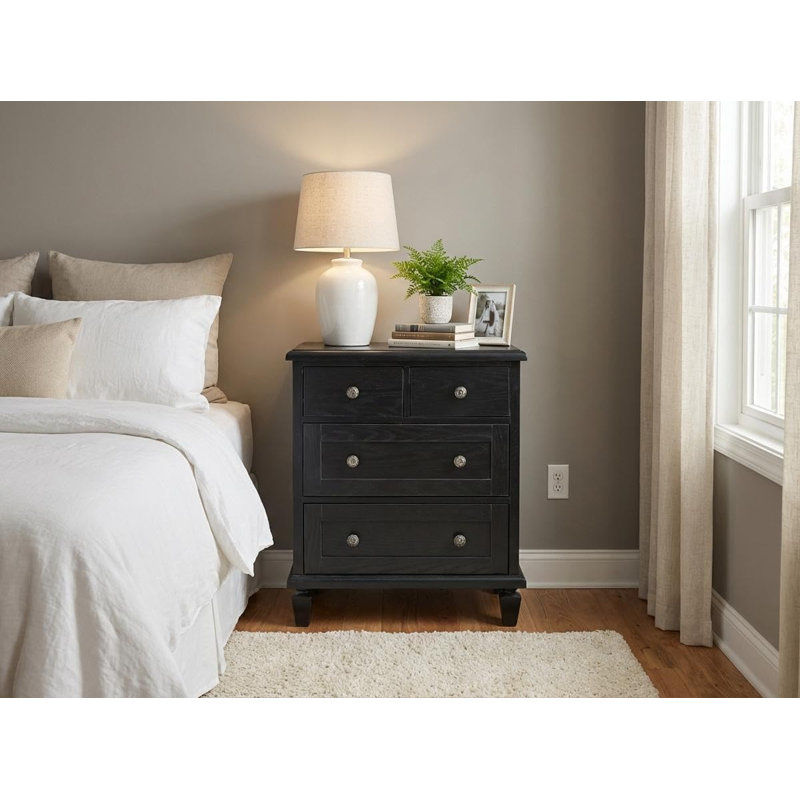 Vintage 4-Drawer Wood Dresser with Tapered Legs for Bedroom or Living Room