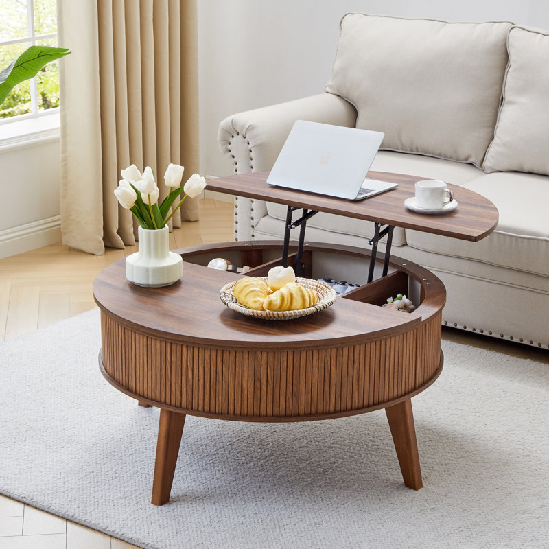 Lift Top Coffee Table With Storage, Fluted Round Coffee Tables
