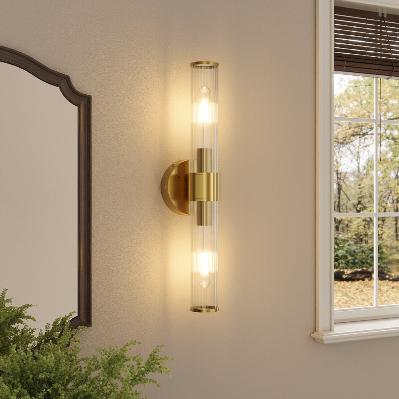 20" Modern Rechargeable Wall Sconce With Remote & Bulbs, Dimmable Wireless Wall Light