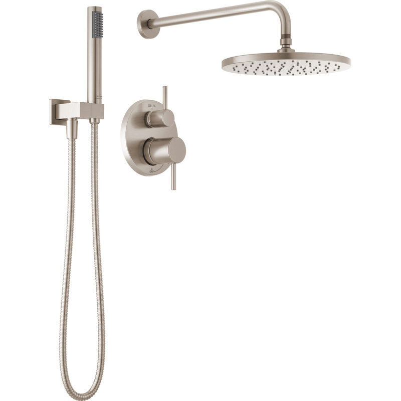 Modern Round Rain Shower System Faucet Set, Rainfall Shower Head and Handle Set
