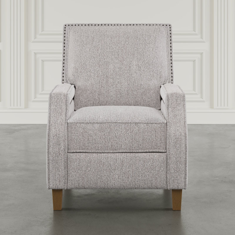 York Modern Transitional Linen Upholstered Recliner Accent Chair with Nailhead Trim - Sand