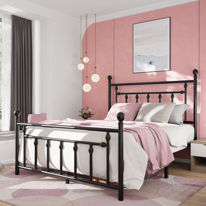 Edsall Metal Platform Bed with Slatted Headboard and Footboard