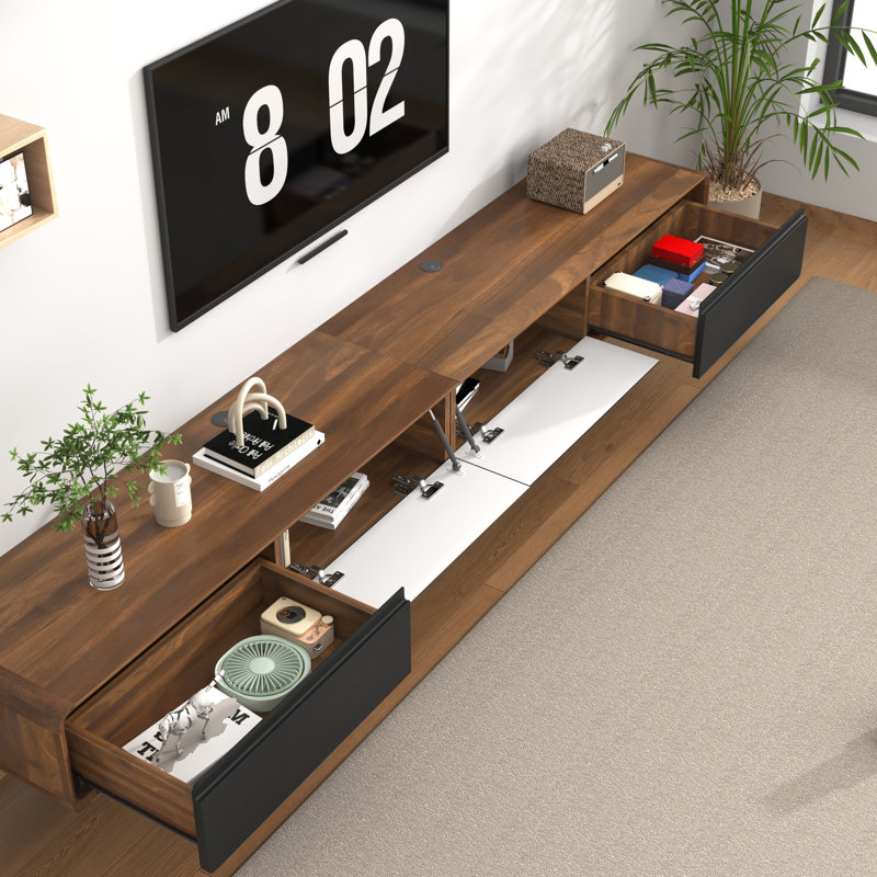 Wall-Mounted/Floor Standing TV Stand For Tvs Up To 100", Floating Media Console With 2 Drawers And 2 Cabinets