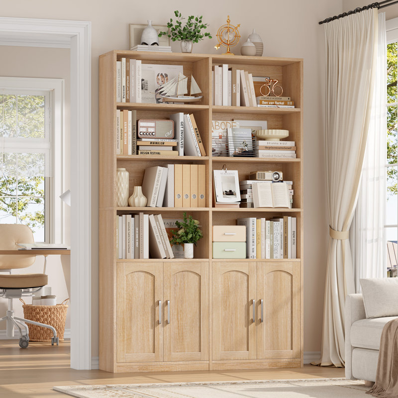 Kirklyn 73"H Storage Bookcase With Doors, Standard Bookcase with 8 Open Shelves