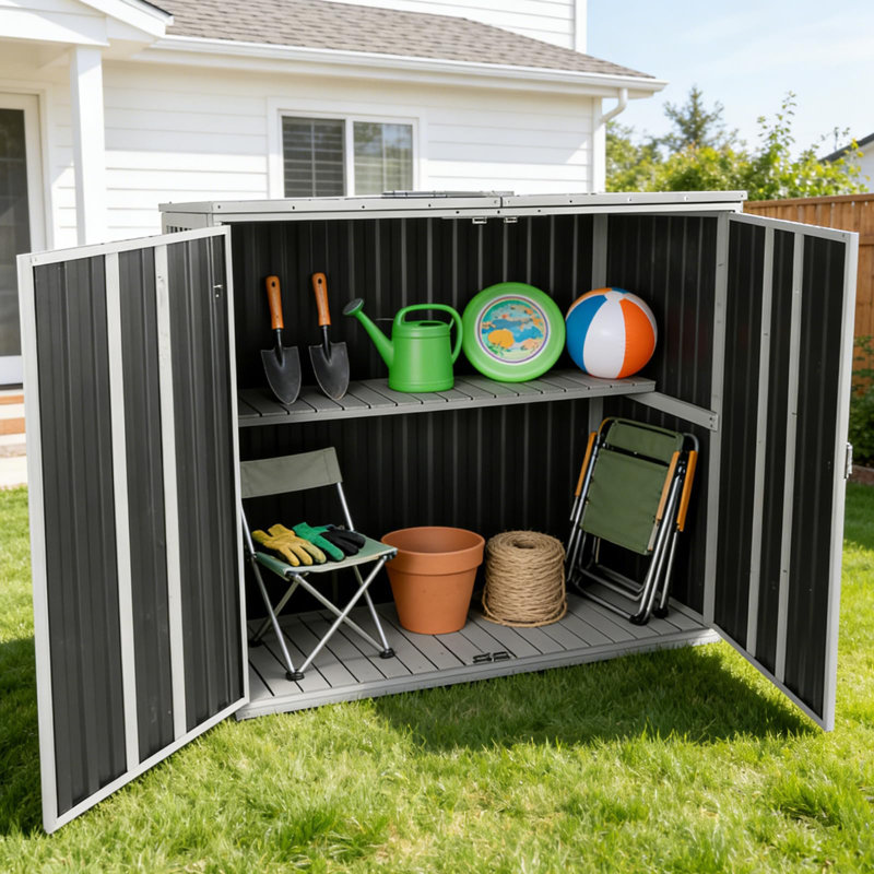 Single Storage Cabinet, Small Garden Shed, Outside Vertical Shed with Waterproof Roof, 33.3 cu.ft for Garden, Garbage Can, Bike, Tool