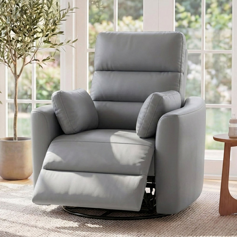 Modern Swivel Glider Recliner With Adjustable Backrest & Footrest