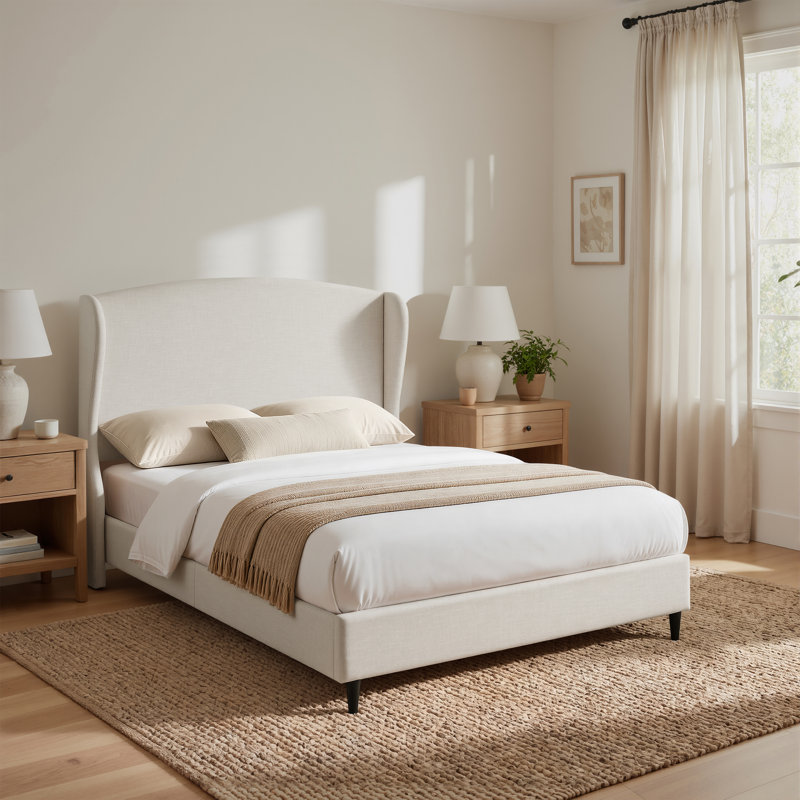 Mikala Wingback Platform Bed Frame