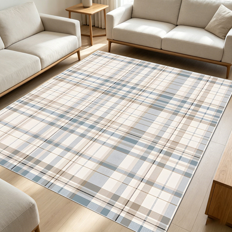 1PC Plaid Pattern Area Rugs for Living Room, Soft and Comfortable, Suitable for all seasons, easy - to - maintain, machine washable Indoor floor mat, Under Table Farmhouse suitable for Bedroom, Dining Room, Hallway, Patio, Balcony, Home Decor