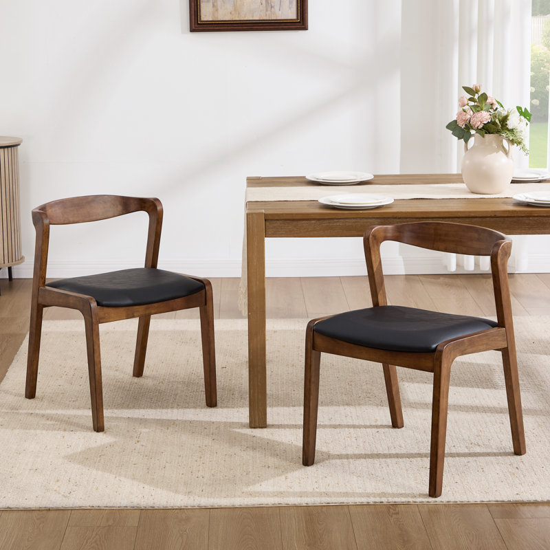 Avia 19.1" Scandinavian Upholstered Dining Chair with Curved Backrest Solid Wood Frame