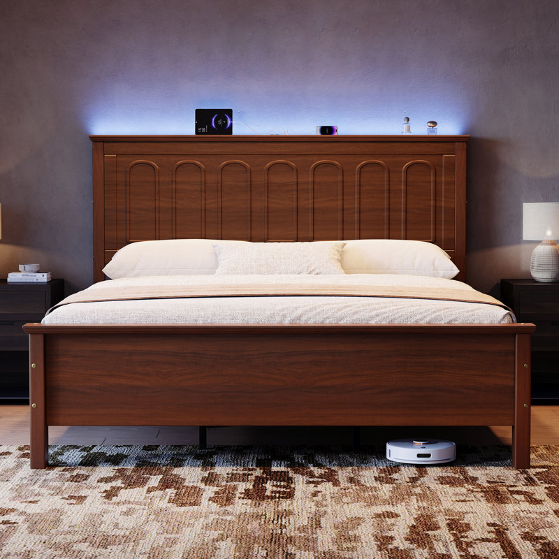 Traditional Platform Bed with LED Lighting