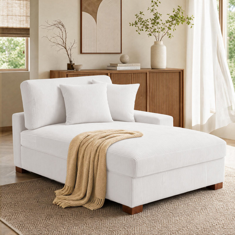 Milbrey Oversized Upholstered Chaise Lounge with Armrests & Throw Pillows
