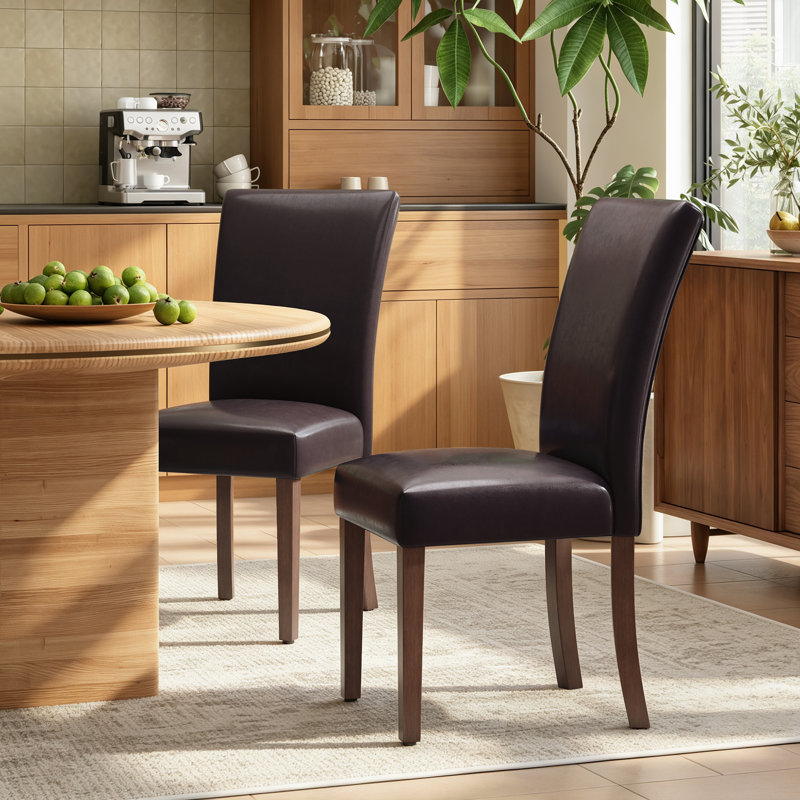 Nailhead Trim Leather Upholstered Side Chair Dining Chair (Set of 2)