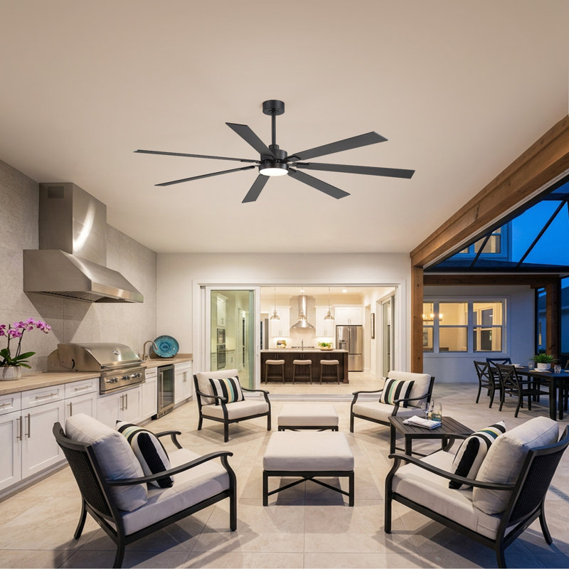72" Large Ceiling Fan with Light and Remote, 6-Speed Quiet Reversible DC Motor, 3CCT LED, Black/Walnut Finish