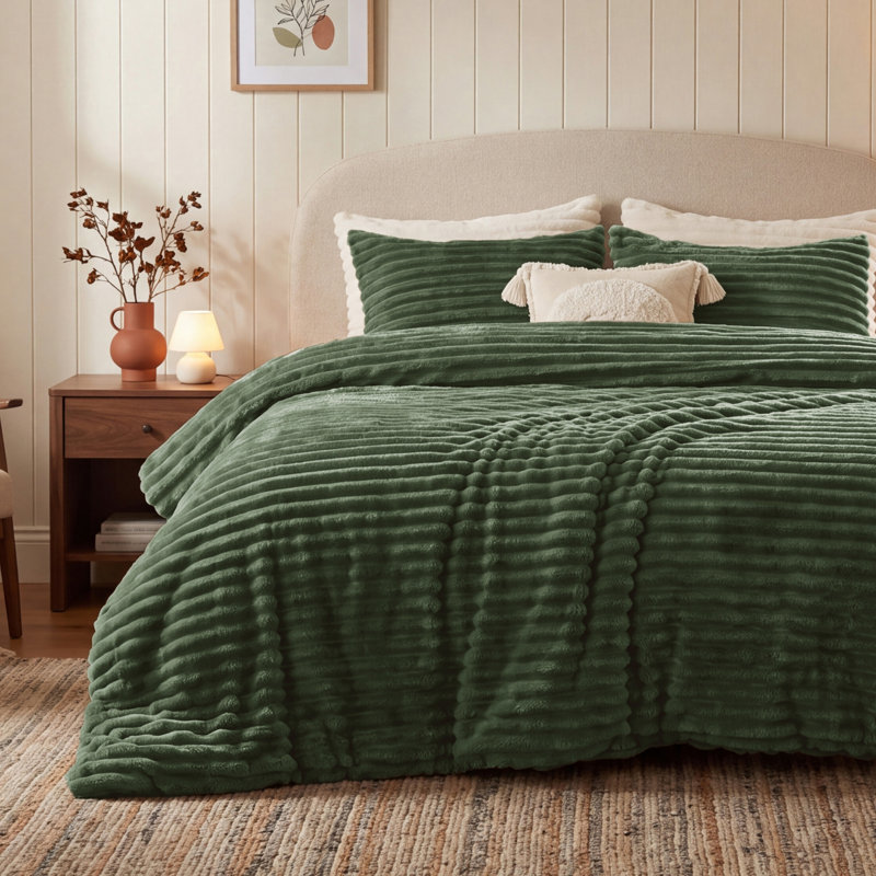 Best Seller Bedsure Flannel Striped Comforter Set