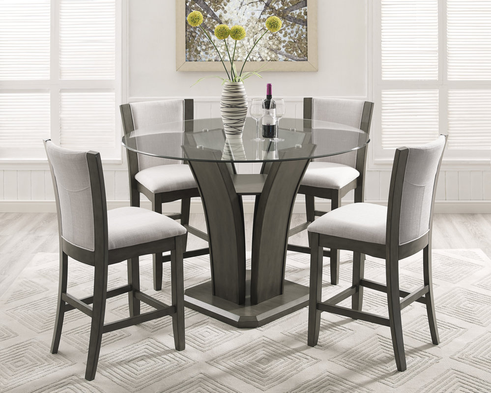 Brayden Studio Kangas 5-Piece Round Counter Height Dining Set ... Brayden Studio Kangas 5-Piece Round Counter Height Dining Set ...