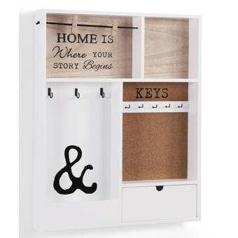 Murguia Wall Key Organizer With Key Hooks And Wall Baskets And Mail Storage Reviews Birch Lane