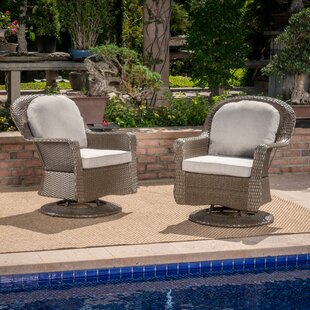 View Dearing Modern Outdoor Wicker Swivel Club Patio Chair with Cushions Set of 2