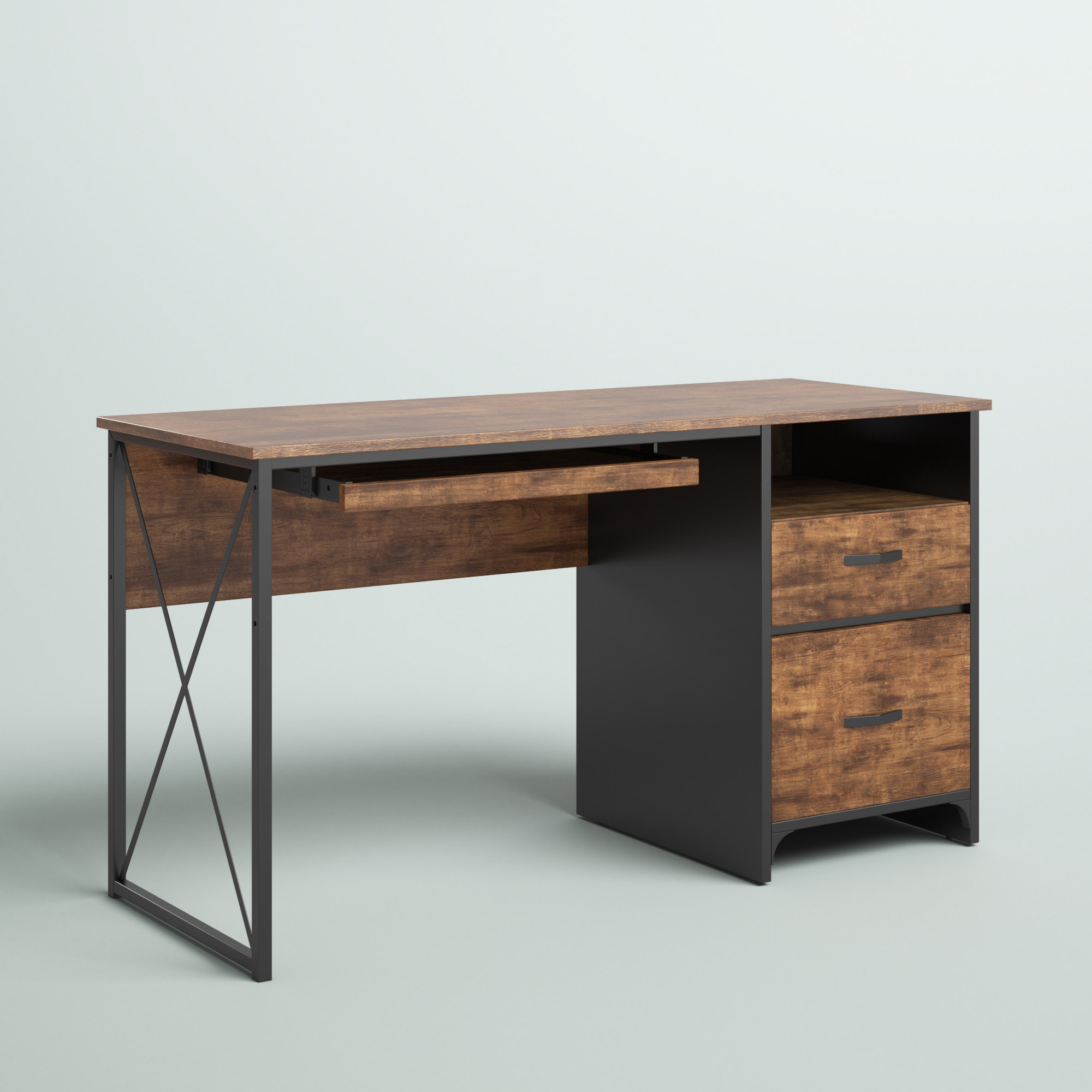 Steelside™ Labelle 55" W Writing Study Computer Table Workstation with