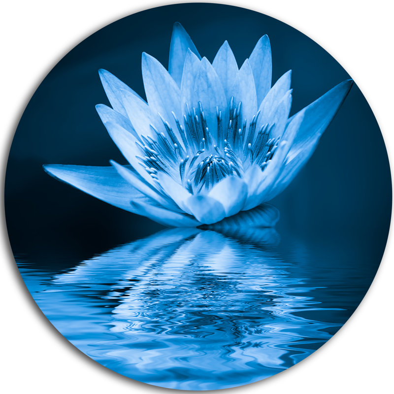 Designart Blue Water Lily Graphic Art Print On Metal Wayfair