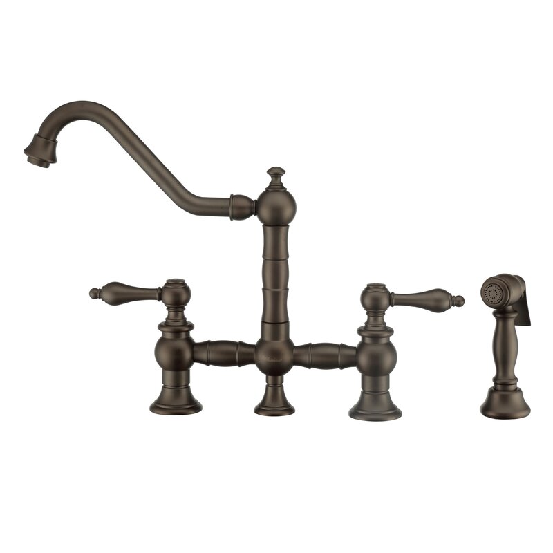 Whitehaus Collection Vintage Iii Plus Bridge Faucet With Side