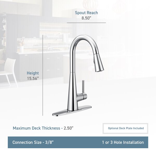 Sleek Pull down Single Handle Kitchen Faucet with Power Boost Technology and Duralock
