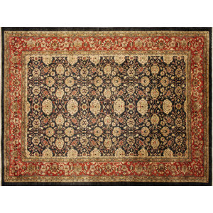 One-of-a-Kind Leann Hand-Knotted Rectangle Black Indoor Wool Area Rug