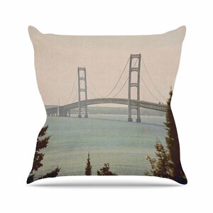 Angie Turner Mackinac Bridge Travel Outdoor Throw Pillow