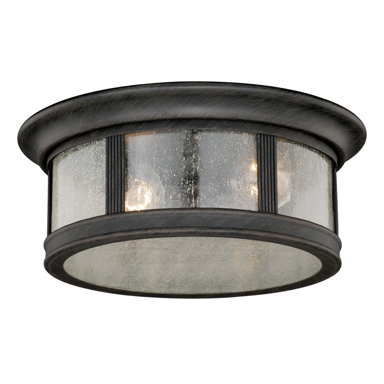 Red Barrel Studio Tymon Black Brushed Iron 2 Bulb Outdoor Flush Mount Reviews Wayfair