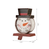 7" Tall Snowman in Scarf Hello Christmas Stocking Holder Hanger Shelf Sitter 