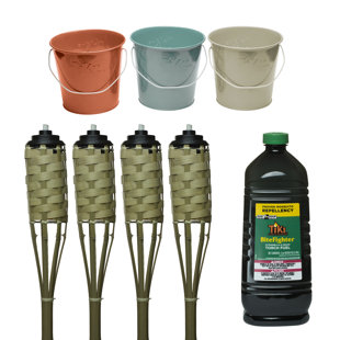 Tabletop Tiki Torches Wayfair 8 Piece Luau Seaside Escape Wax Bucket And Tiki Torch Set