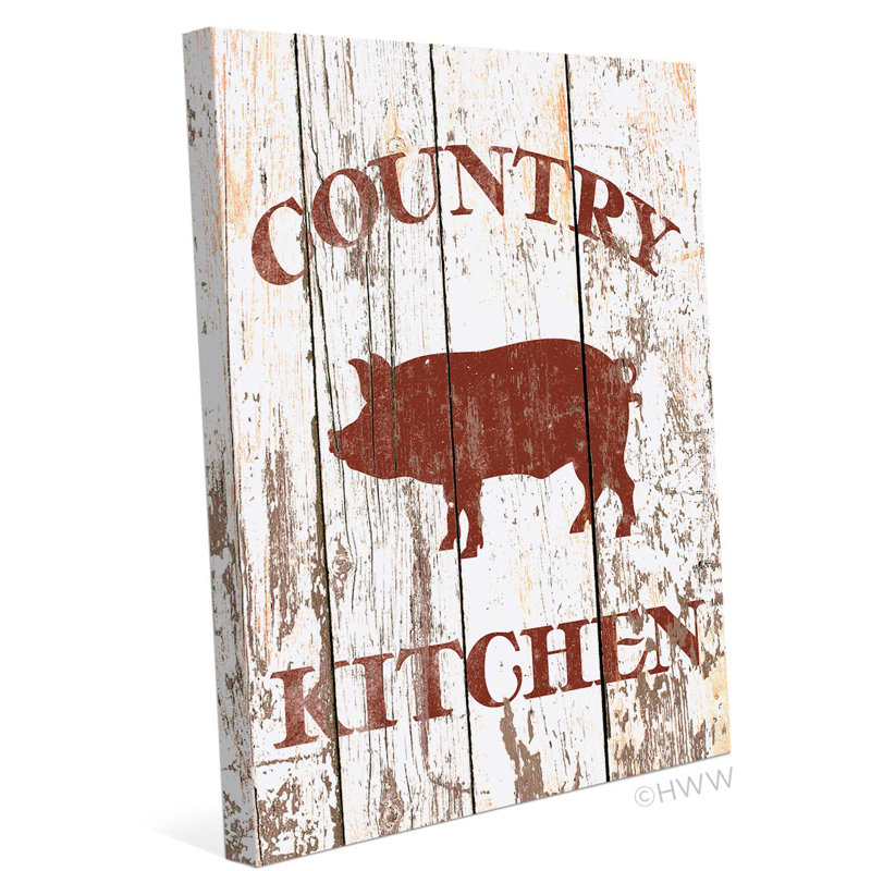 Click Wall Art Pig Country Kitchen Painting Print On Wrapped