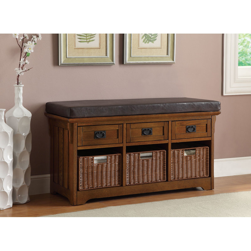 Canora Grey Roche Accent Hallway Entryway Faux Leather Storage
