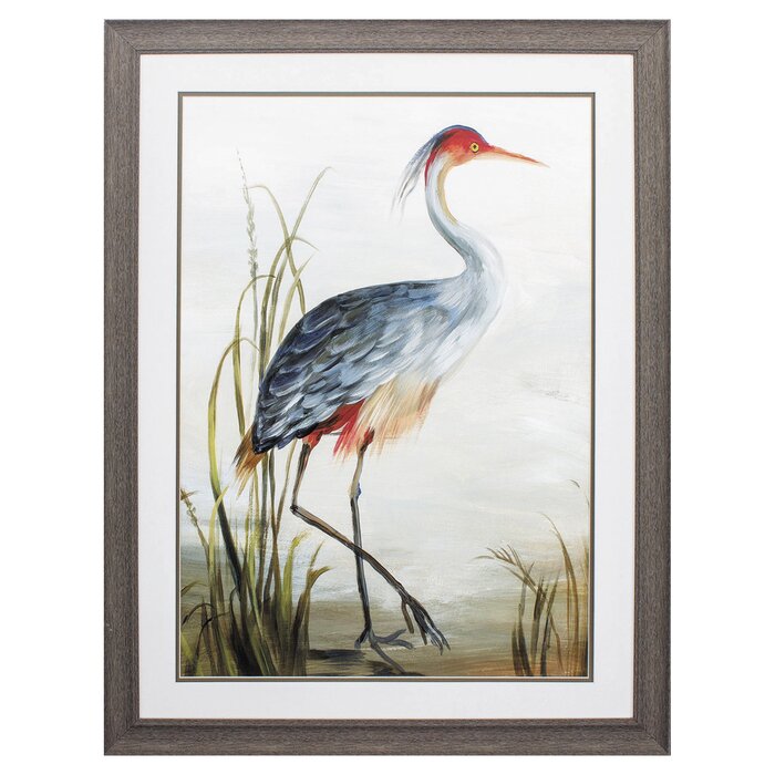 Rosecliff Heights Heron - Picture Frame Painting on Glass | Wayfair