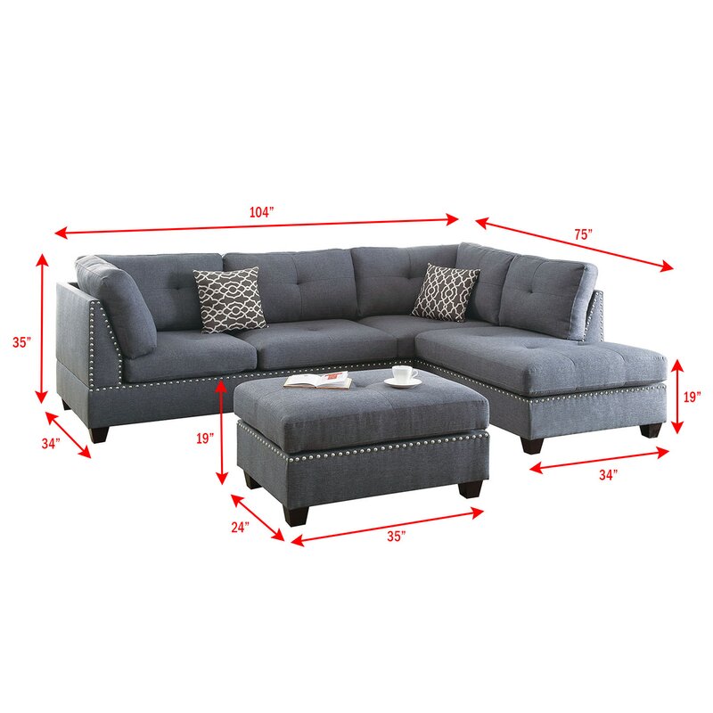 Milani Reversible Sectional with Ottoman