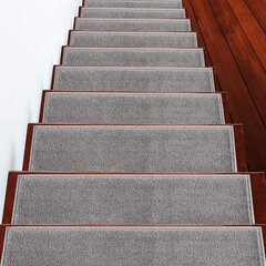 Teppichwahl Carpet stair pads/treads Bamako Hard coal and ivoor 56x17x3cm Natural 