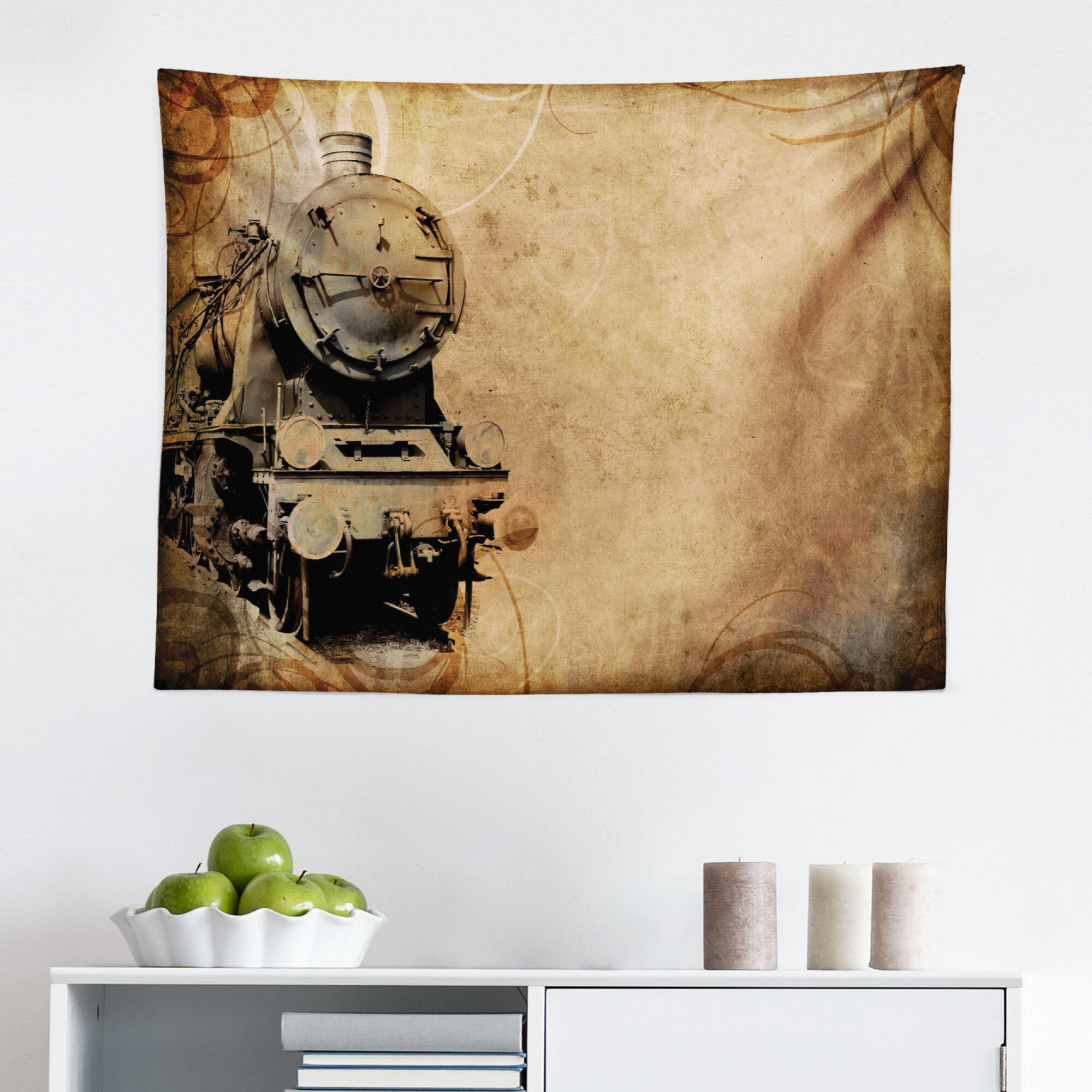 East Urban Home Ambesonne Steam Engine Tapestry Antique Old Iron Train Aged Sepia Grunge Style Design Industrial Theme Print Fabric Wall Hanging Decor For Bedroom Living Room Dorm 45 X 30 Brown Wayfair