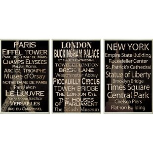 London Paris New York Wall Art Wayfair