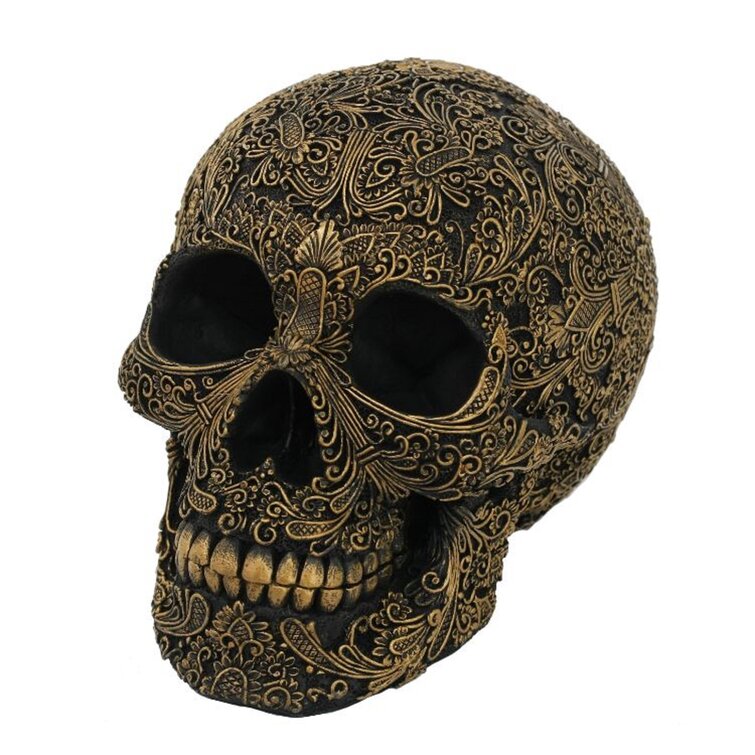 MagiDeal Resin Skull Head Statues Sculptures Carving Crafts Home Office Table Decor 