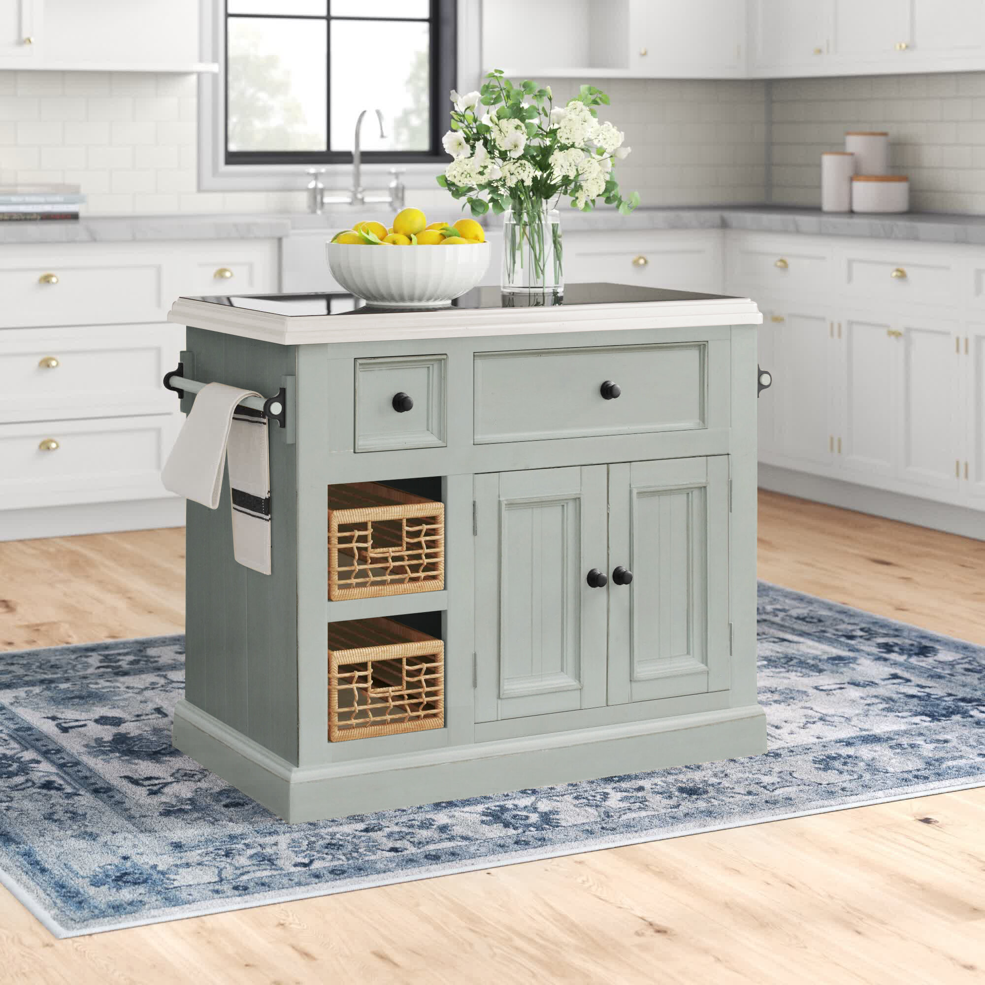 Eloy 20'' Wide Rolling Kitchen Island with Granite Top