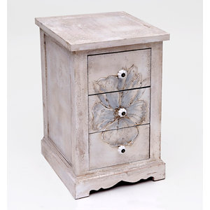 Nachttisch mit 3 Schubladen von Burkina Home Decor